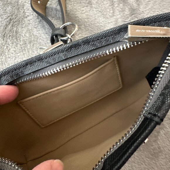 Michael Kors Logo Print Belt Bag Fanny Pack Wallet Purse Gray Black - Picture 4 of 6